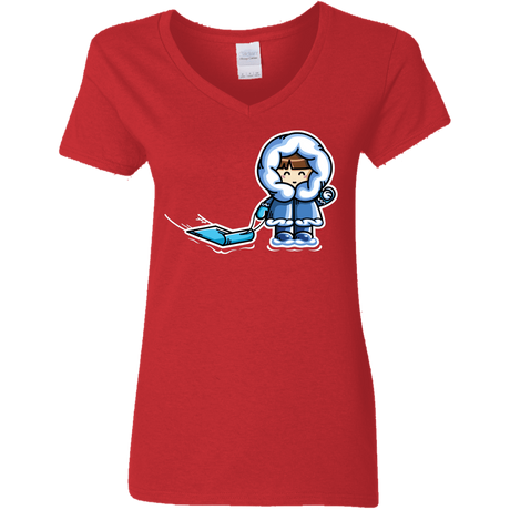 T-Shirts Red / S Kawaii Cute Fun In The Snow Women's V-Neck T-Shirt