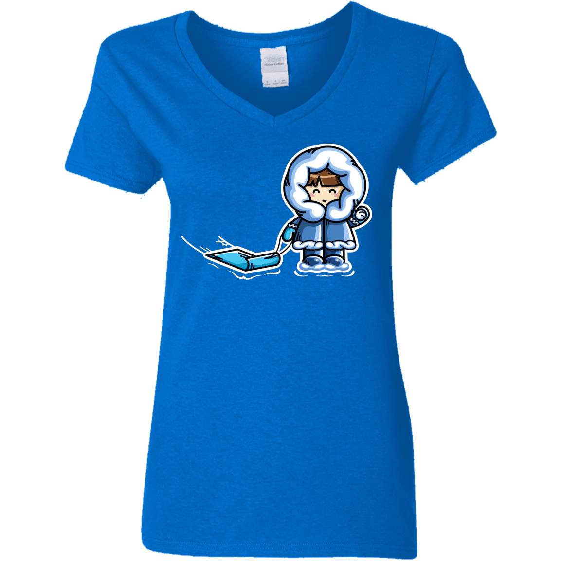 T-Shirts Royal / S Kawaii Cute Fun In The Snow Women's V-Neck T-Shirt