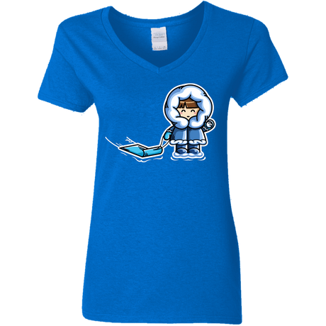 T-Shirts Royal / S Kawaii Cute Fun In The Snow Women's V-Neck T-Shirt