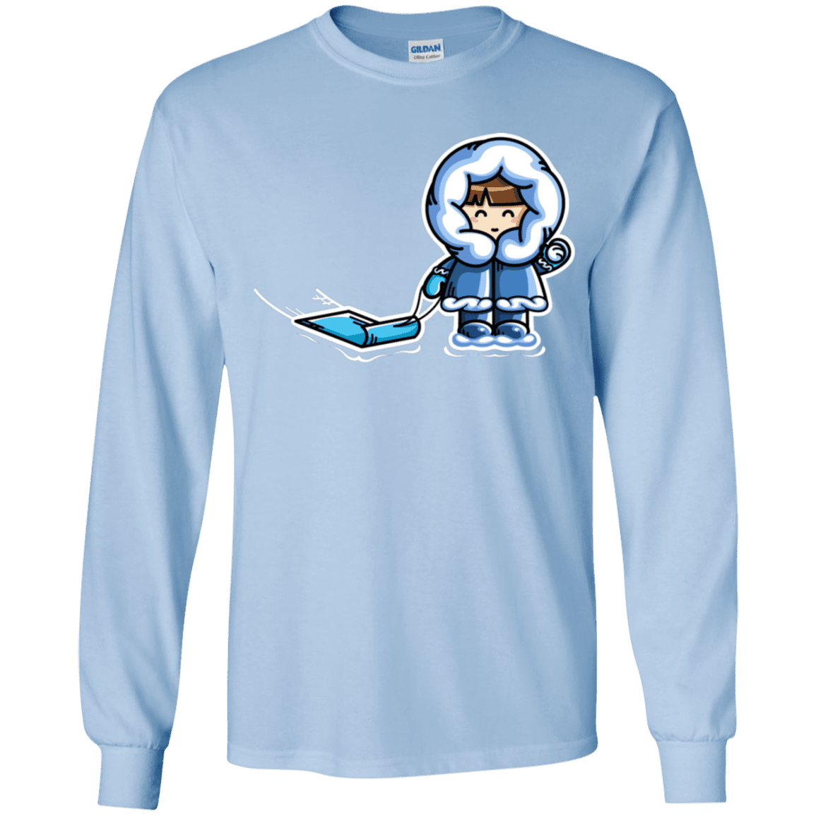 T-Shirts Light Blue / YS Kawaii Cute Fun In The Snow Youth Long Sleeve T-Shirt