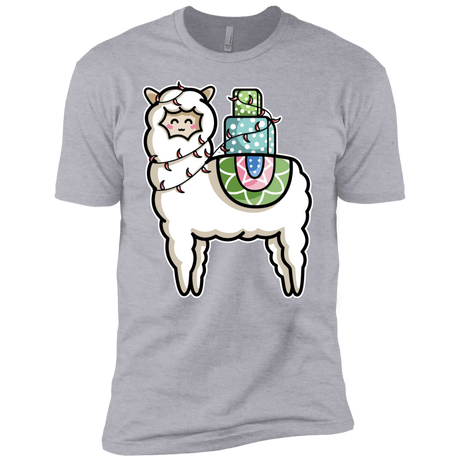 T-Shirts Heather Grey / YXS Kawaii Cute Llama Carrying Presents Boys Premium T-Shirt