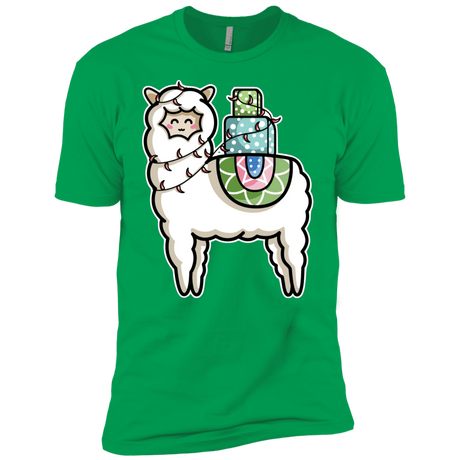 T-Shirts Kelly Green / YXS Kawaii Cute Llama Carrying Presents Boys Premium T-Shirt