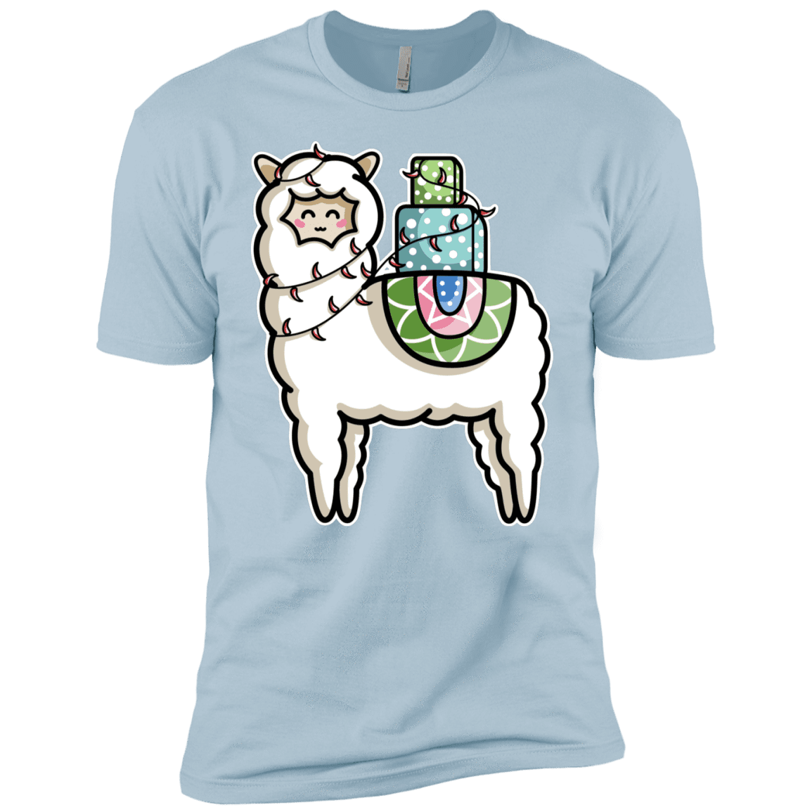 T-Shirts Light Blue / YXS Kawaii Cute Llama Carrying Presents Boys Premium T-Shirt