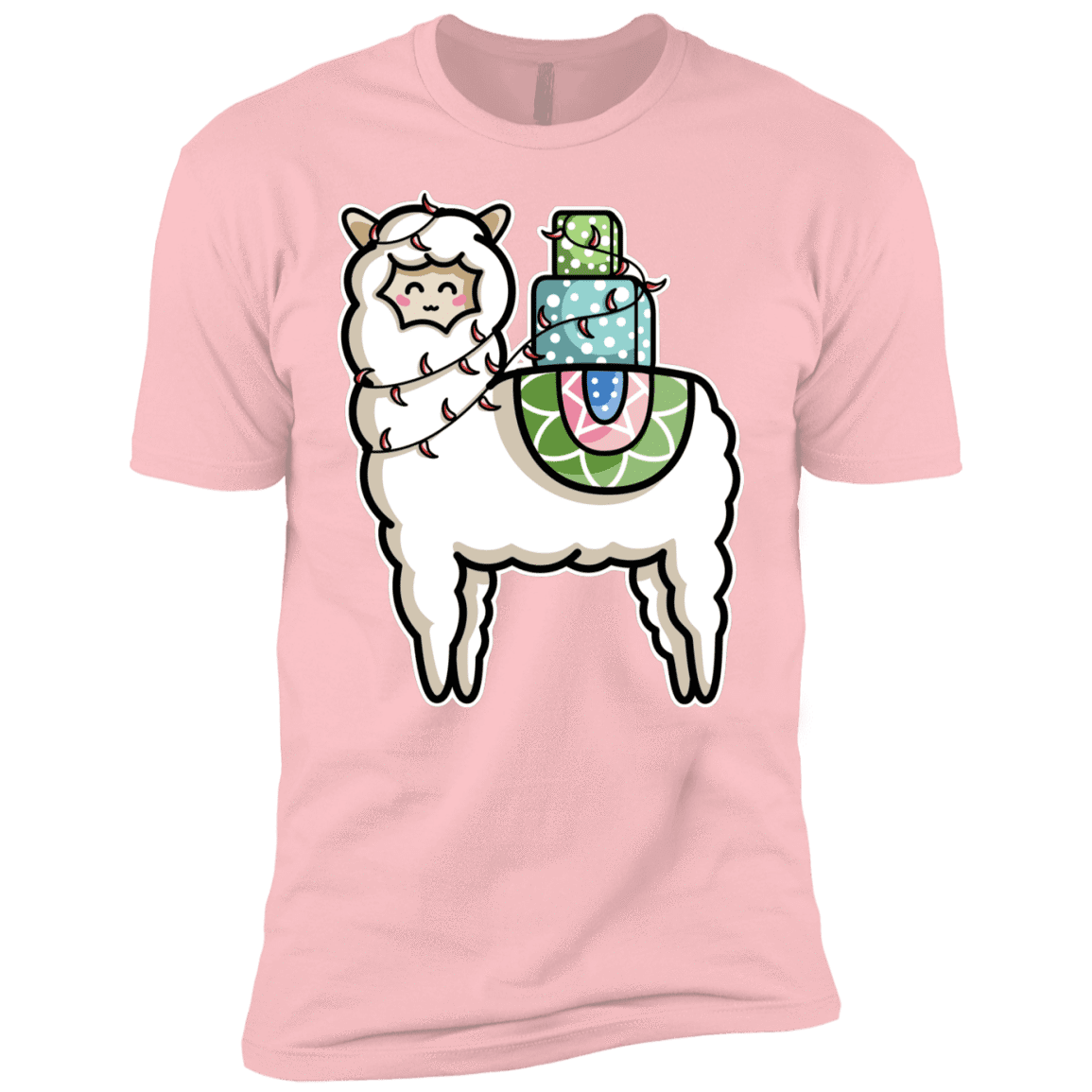 T-Shirts Light Pink / YXS Kawaii Cute Llama Carrying Presents Boys Premium T-Shirt