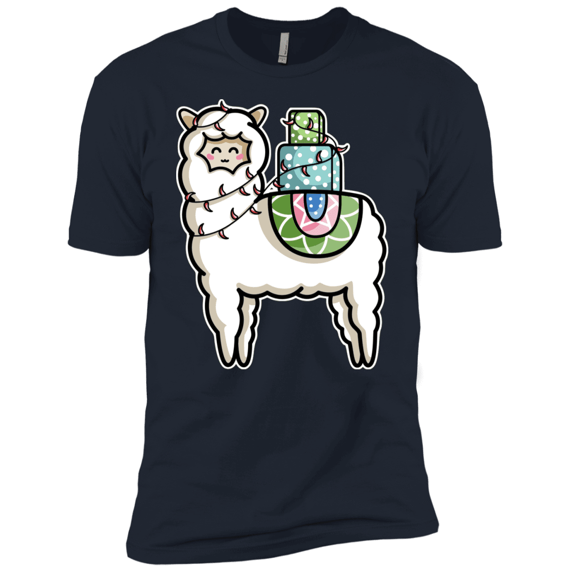 T-Shirts Midnight Navy / YXS Kawaii Cute Llama Carrying Presents Boys Premium T-Shirt