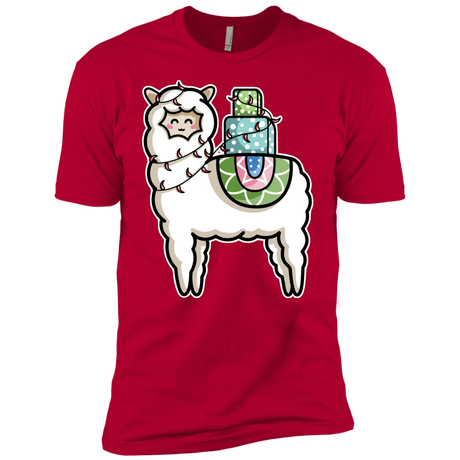 T-Shirts Red / YXS Kawaii Cute Llama Carrying Presents Boys Premium T-Shirt