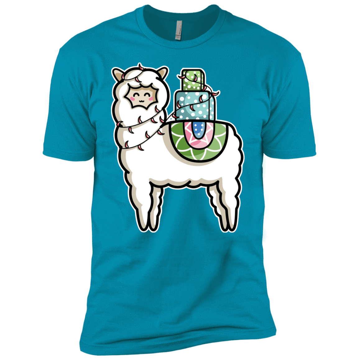 T-Shirts Turquoise / YXS Kawaii Cute Llama Carrying Presents Boys Premium T-Shirt