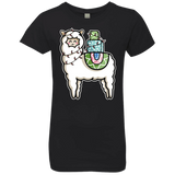 T-Shirts Black / YXS Kawaii Cute Llama Carrying Presents Girls Premium T-Shirt