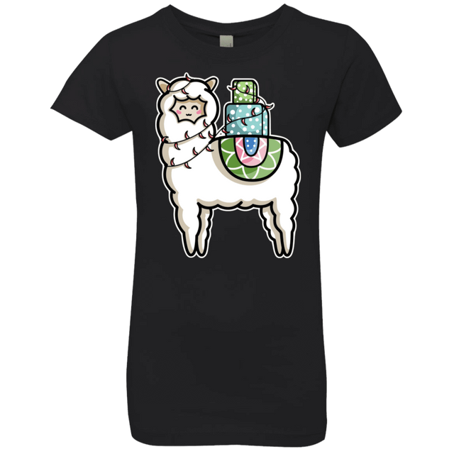 T-Shirts Black / YXS Kawaii Cute Llama Carrying Presents Girls Premium T-Shirt