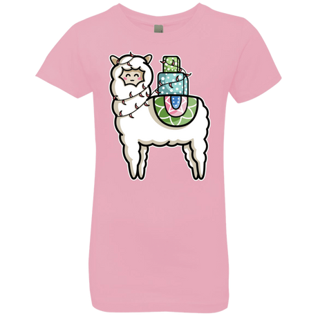 T-Shirts Light Pink / YXS Kawaii Cute Llama Carrying Presents Girls Premium T-Shirt