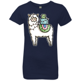 T-Shirts Midnight Navy / YXS Kawaii Cute Llama Carrying Presents Girls Premium T-Shirt