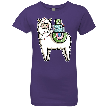 T-Shirts Purple Rush / YXS Kawaii Cute Llama Carrying Presents Girls Premium T-Shirt