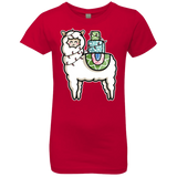 T-Shirts Red / YXS Kawaii Cute Llama Carrying Presents Girls Premium T-Shirt