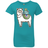 T-Shirts Tahiti Blue / YXS Kawaii Cute Llama Carrying Presents Girls Premium T-Shirt