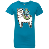 T-Shirts Turquoise / YXS Kawaii Cute Llama Carrying Presents Girls Premium T-Shirt