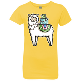 T-Shirts Vibrant Yellow / YXS Kawaii Cute Llama Carrying Presents Girls Premium T-Shirt