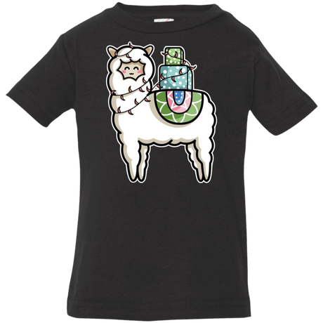 T-Shirts Black / 6 Months Kawaii Cute Llama Carrying Presents Infant Premium T-Shirt