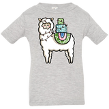 T-Shirts Heather Grey / 6 Months Kawaii Cute Llama Carrying Presents Infant Premium T-Shirt