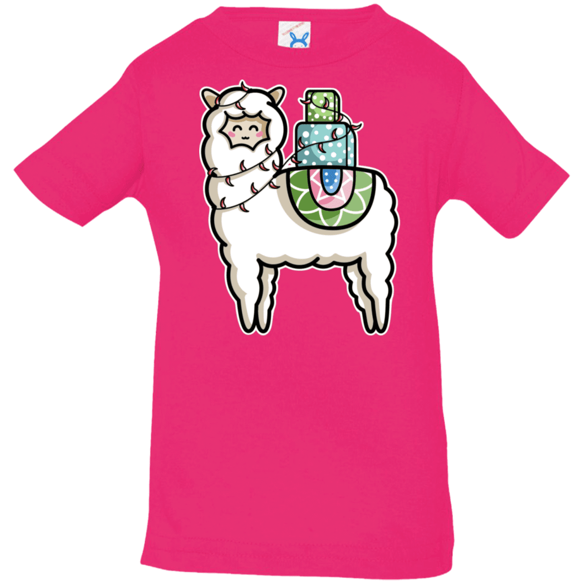 T-Shirts Hot Pink / 6 Months Kawaii Cute Llama Carrying Presents Infant Premium T-Shirt