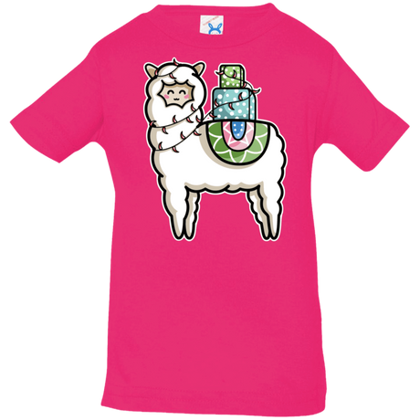 T-Shirts Hot Pink / 6 Months Kawaii Cute Llama Carrying Presents Infant Premium T-Shirt