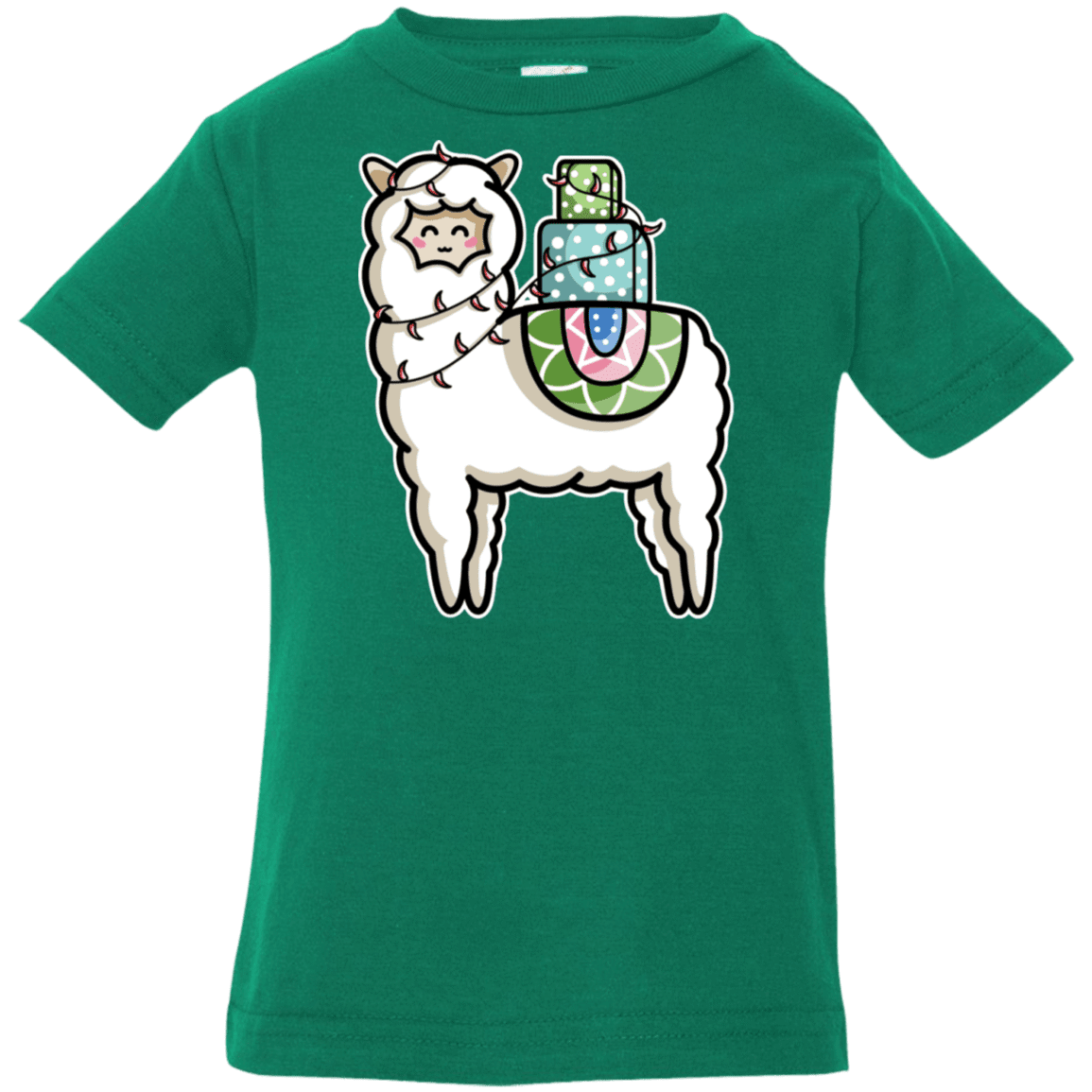 T-Shirts Kelly / 6 Months Kawaii Cute Llama Carrying Presents Infant Premium T-Shirt