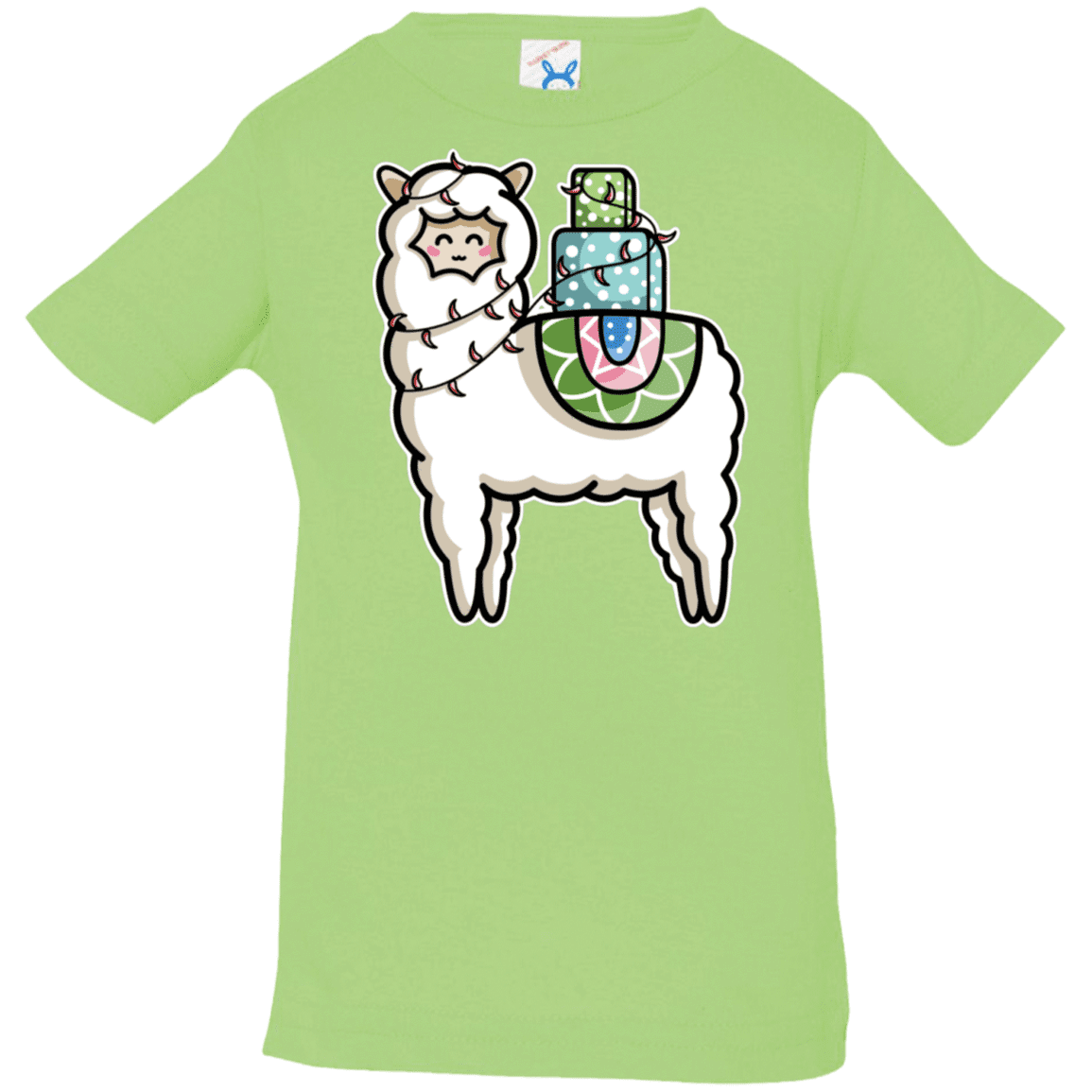 T-Shirts Key Lime / 6 Months Kawaii Cute Llama Carrying Presents Infant Premium T-Shirt