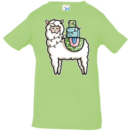 T-Shirts Key Lime / 6 Months Kawaii Cute Llama Carrying Presents Infant Premium T-Shirt