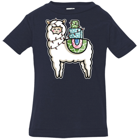 T-Shirts Navy / 6 Months Kawaii Cute Llama Carrying Presents Infant Premium T-Shirt