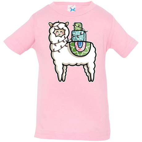 T-Shirts Pink / 6 Months Kawaii Cute Llama Carrying Presents Infant Premium T-Shirt