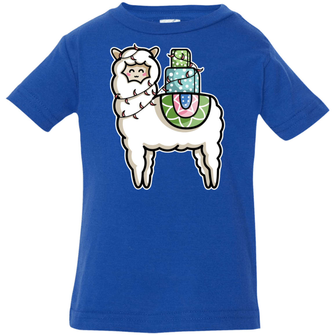 T-Shirts Royal / 6 Months Kawaii Cute Llama Carrying Presents Infant Premium T-Shirt