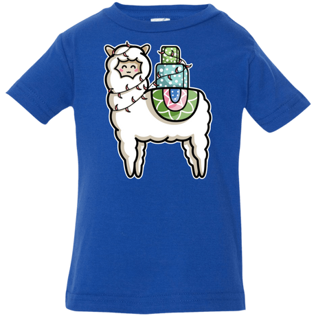 T-Shirts Royal / 6 Months Kawaii Cute Llama Carrying Presents Infant Premium T-Shirt