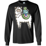 T-Shirts Black / S Kawaii Cute Llama Carrying Presents Men's Long Sleeve T-Shirt