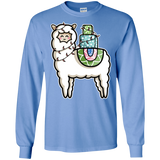 T-Shirts Carolina Blue / S Kawaii Cute Llama Carrying Presents Men's Long Sleeve T-Shirt