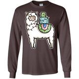 T-Shirts Dark Chocolate / S Kawaii Cute Llama Carrying Presents Men's Long Sleeve T-Shirt