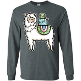 T-Shirts Dark Heather / S Kawaii Cute Llama Carrying Presents Men's Long Sleeve T-Shirt