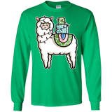 T-Shirts Irish Green / S Kawaii Cute Llama Carrying Presents Men's Long Sleeve T-Shirt