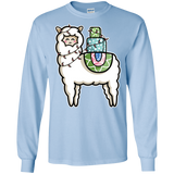 T-Shirts Light Blue / S Kawaii Cute Llama Carrying Presents Men's Long Sleeve T-Shirt