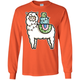 T-Shirts Orange / S Kawaii Cute Llama Carrying Presents Men's Long Sleeve T-Shirt