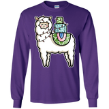 T-Shirts Purple / S Kawaii Cute Llama Carrying Presents Men's Long Sleeve T-Shirt