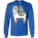 T-Shirts Royal / S Kawaii Cute Llama Carrying Presents Men's Long Sleeve T-Shirt