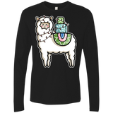 T-Shirts Black / S Kawaii Cute Llama Carrying Presents Men's Premium Long Sleeve