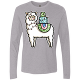 T-Shirts Heather Grey / S Kawaii Cute Llama Carrying Presents Men's Premium Long Sleeve