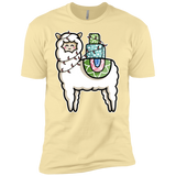 T-Shirts Banana Cream / X-Small Kawaii Cute Llama Carrying Presents Men's Premium T-Shirt