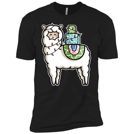 T-Shirts Black / X-Small Kawaii Cute Llama Carrying Presents Men's Premium T-Shirt