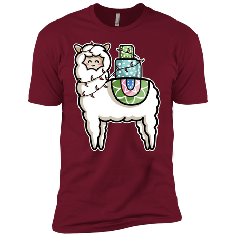 T-Shirts Cardinal / X-Small Kawaii Cute Llama Carrying Presents Men's Premium T-Shirt