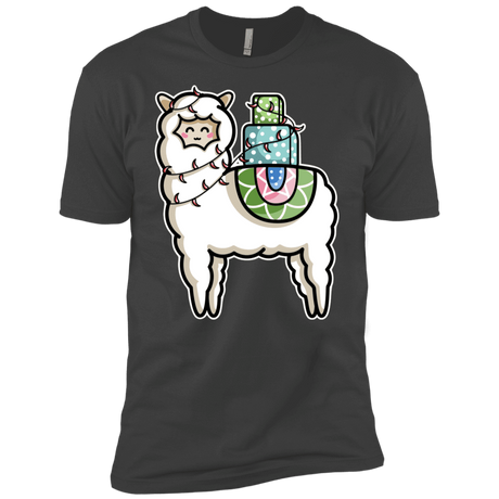 T-Shirts Heavy Metal / X-Small Kawaii Cute Llama Carrying Presents Men's Premium T-Shirt