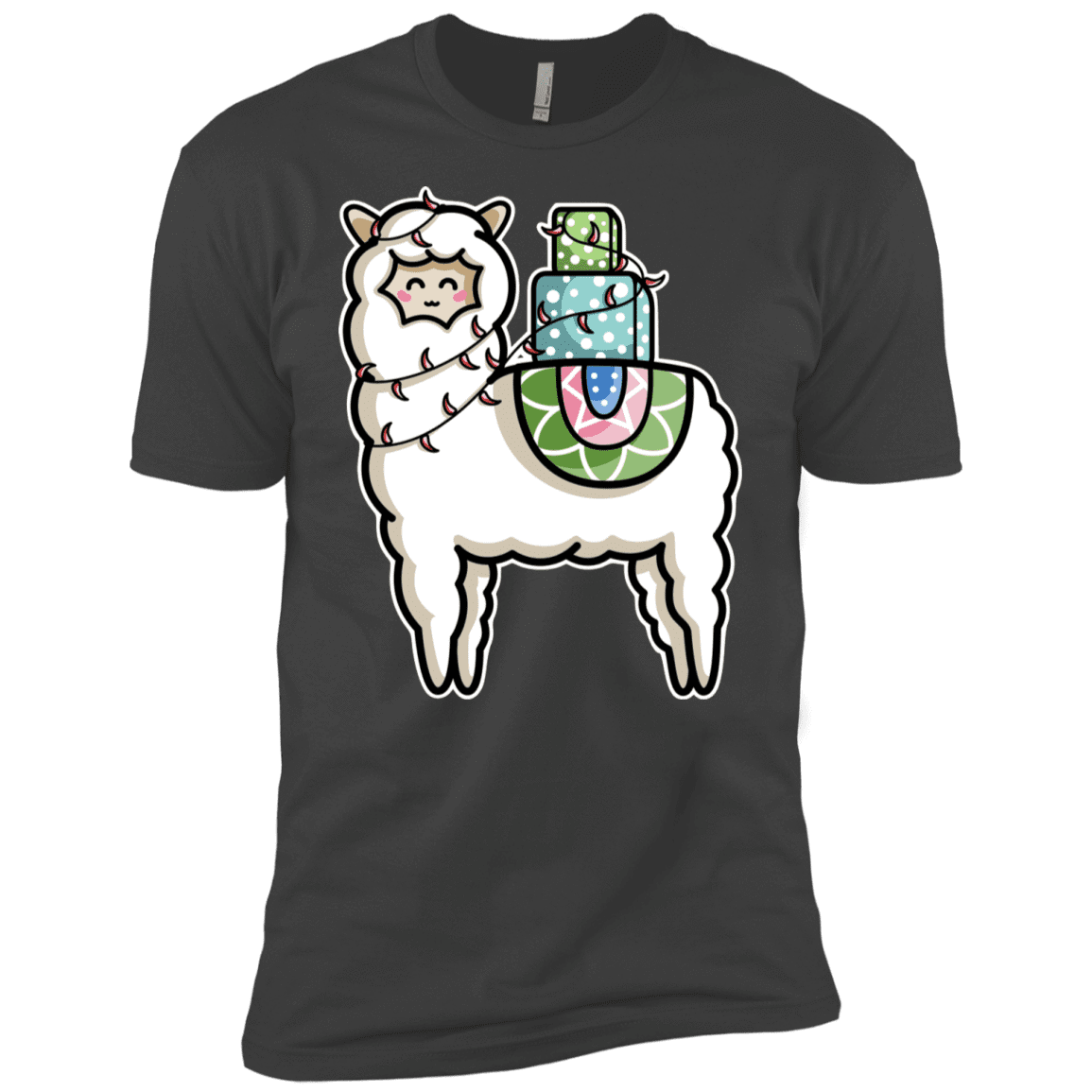 T-Shirts Heavy Metal / X-Small Kawaii Cute Llama Carrying Presents Men's Premium T-Shirt