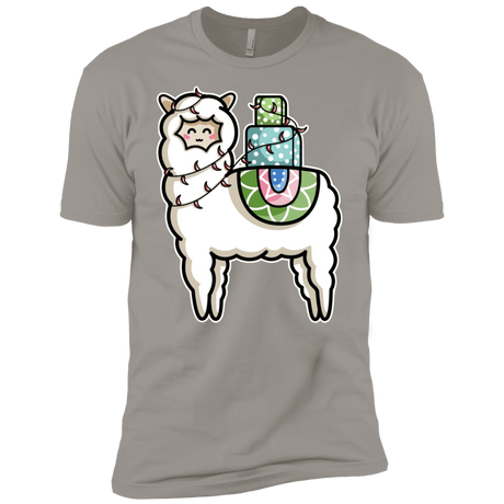 T-Shirts Light Grey / X-Small Kawaii Cute Llama Carrying Presents Men's Premium T-Shirt