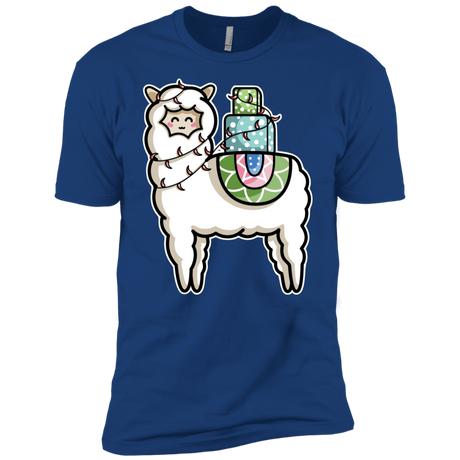 T-Shirts Royal / X-Small Kawaii Cute Llama Carrying Presents Men's Premium T-Shirt