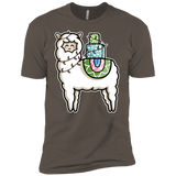 T-Shirts Warm Grey / X-Small Kawaii Cute Llama Carrying Presents Men's Premium T-Shirt